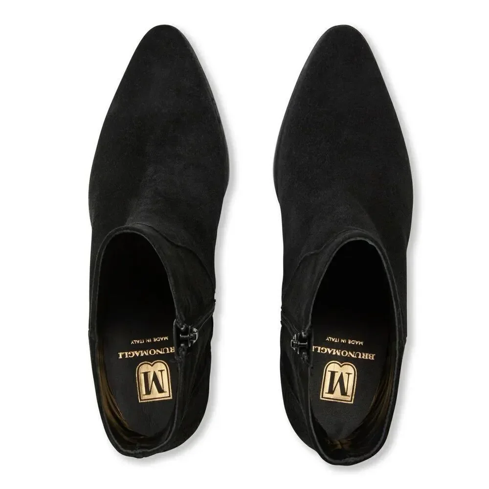 Bruno Magli Women Fabiana Black Suede Dress Office Ankle Boots 39.5 US 9.5